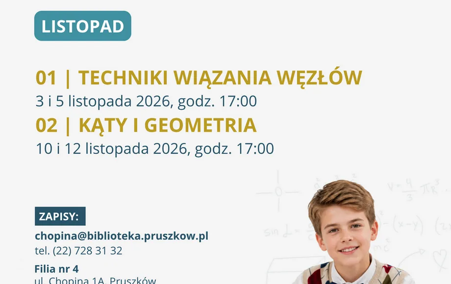 Materiał organizatora: Portal Odkrywców: Zapraszamy na kolejne warsztaty „Kąty i geometria” w Filii nr 4!