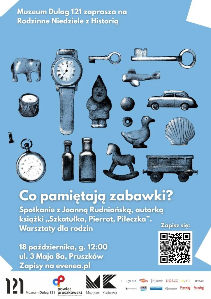 Materiał organizatora: Co pamiętają zabawki? Spotkanie z Joanną Rudniańską, autorką książki „Szkatułka, Pierrot, Piłeczka”. Warsztaty dla rodzin