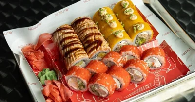 Zestaw rolek sushi prezentowany przez Nabutok Sushi Pruszków